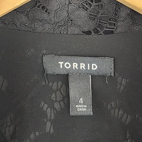 Torrid Black Lace Open Front  Long Sleeve Blazer Women's 4X - Picture 7 of 11